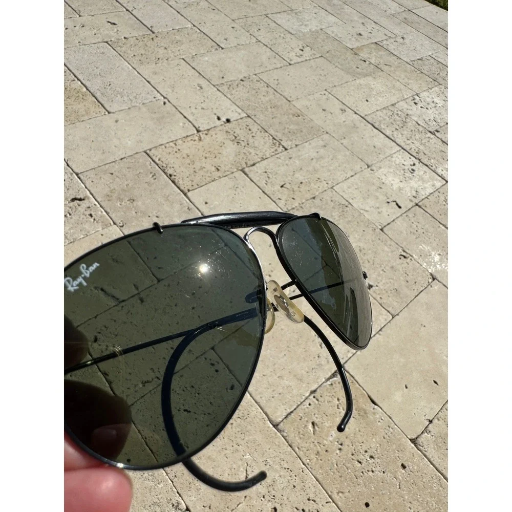 Ray-Ban Shooter Sunglasses Black Vintage B&L Aviator‎ G-15 Lens USA Made 1980's